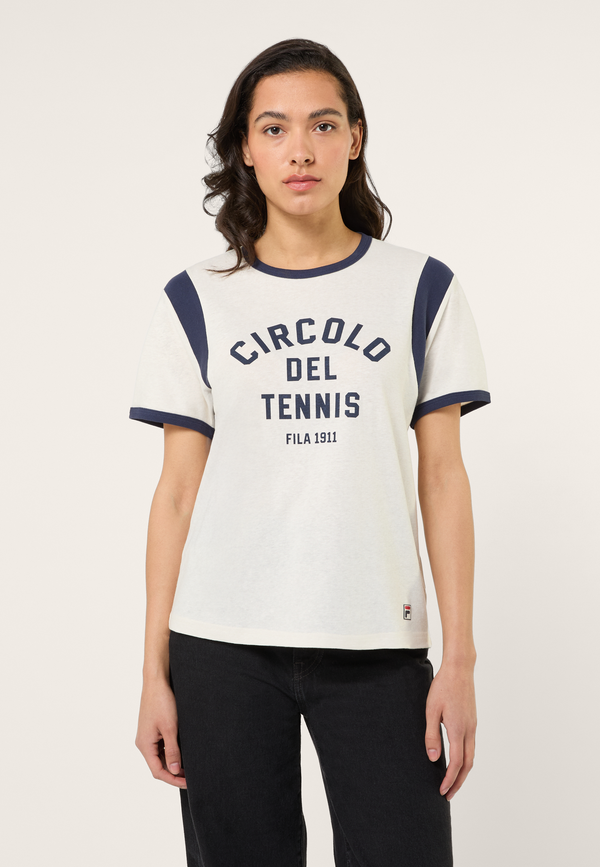 Camiseta Ringer Con Estampado Casual - Aigrette-Iris Black