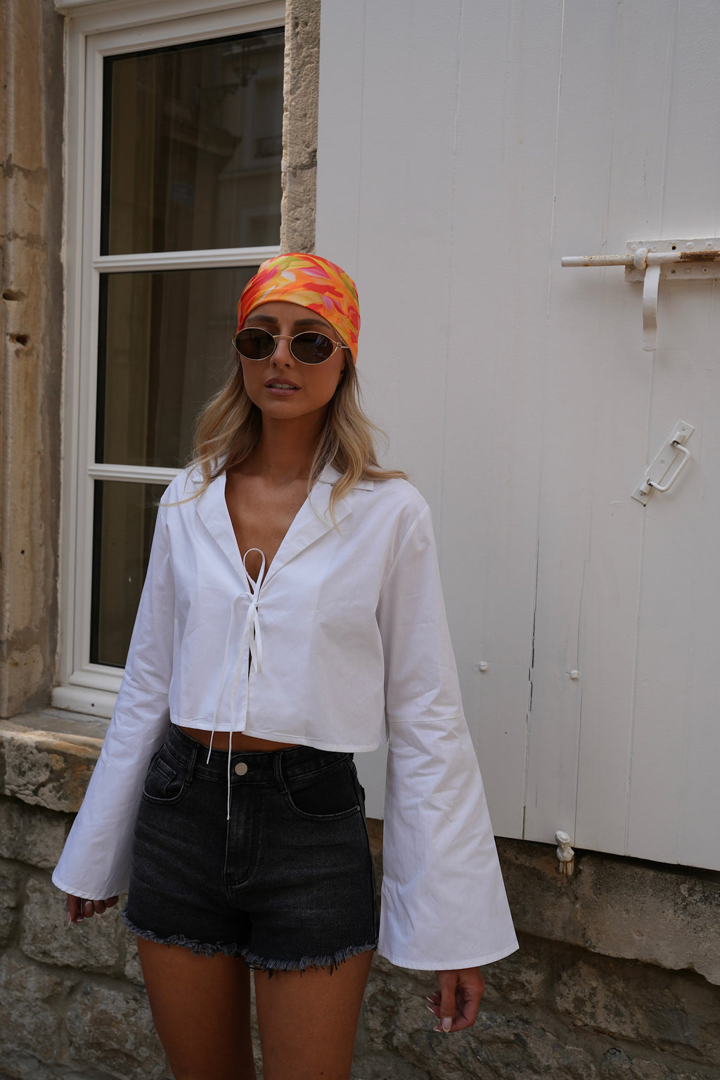 Cally Short Blouse - White