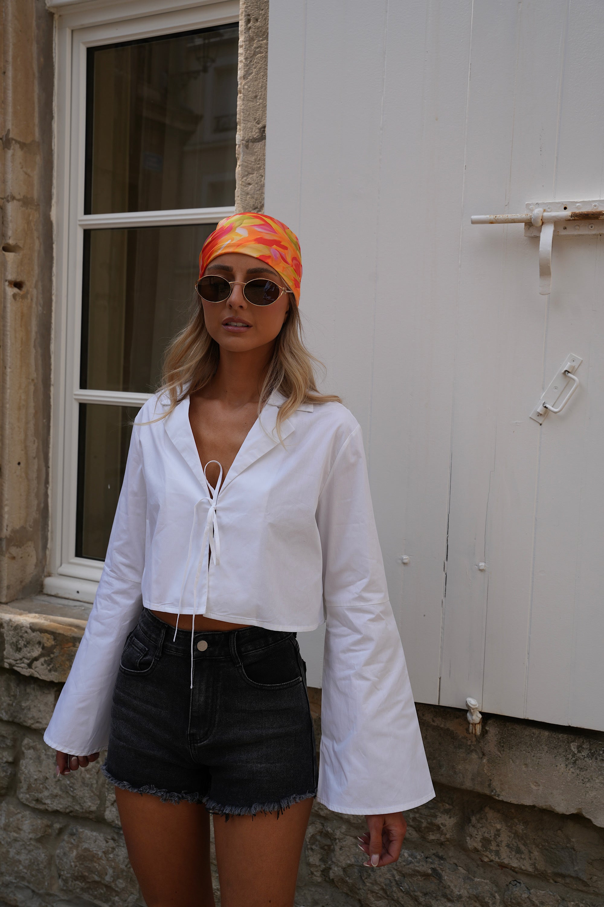 Cally Short Blouse - White