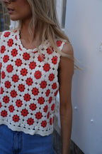 Emery Crochet Top - Red