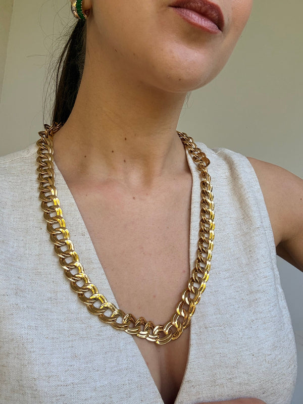 Vintage Monet Necklace - Double Gold Chain