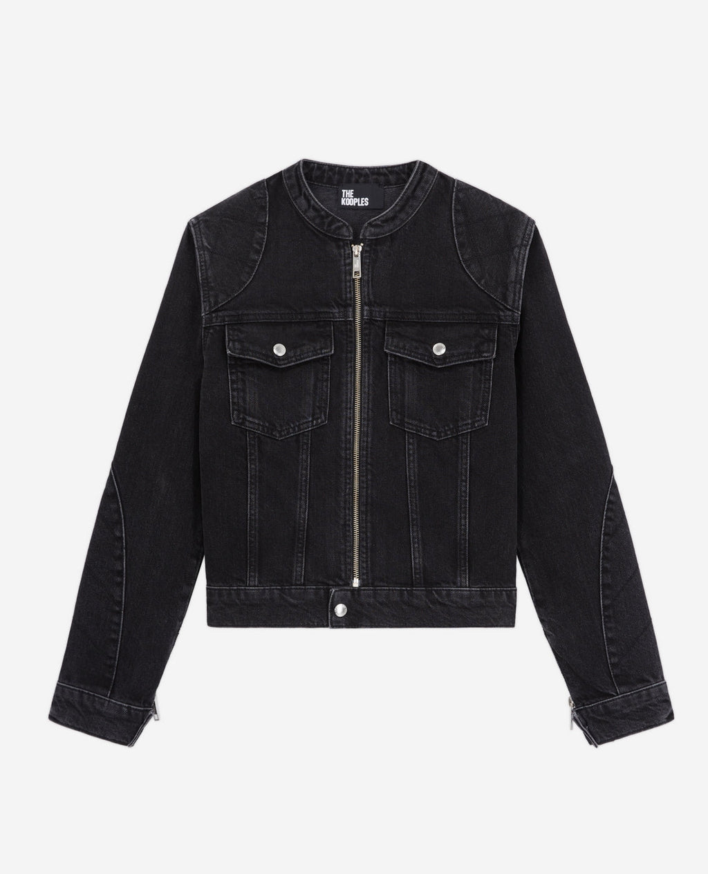 The Kooples - Blouson Moto Denim Noir - Femme