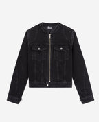 The Kooples - Blouson Moto Denim Noir - Femme