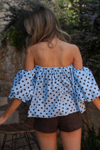 Blusa Sola De Lunares - Azul