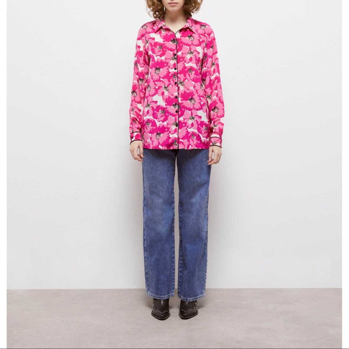 Silk Blouse - White And Pink - Women