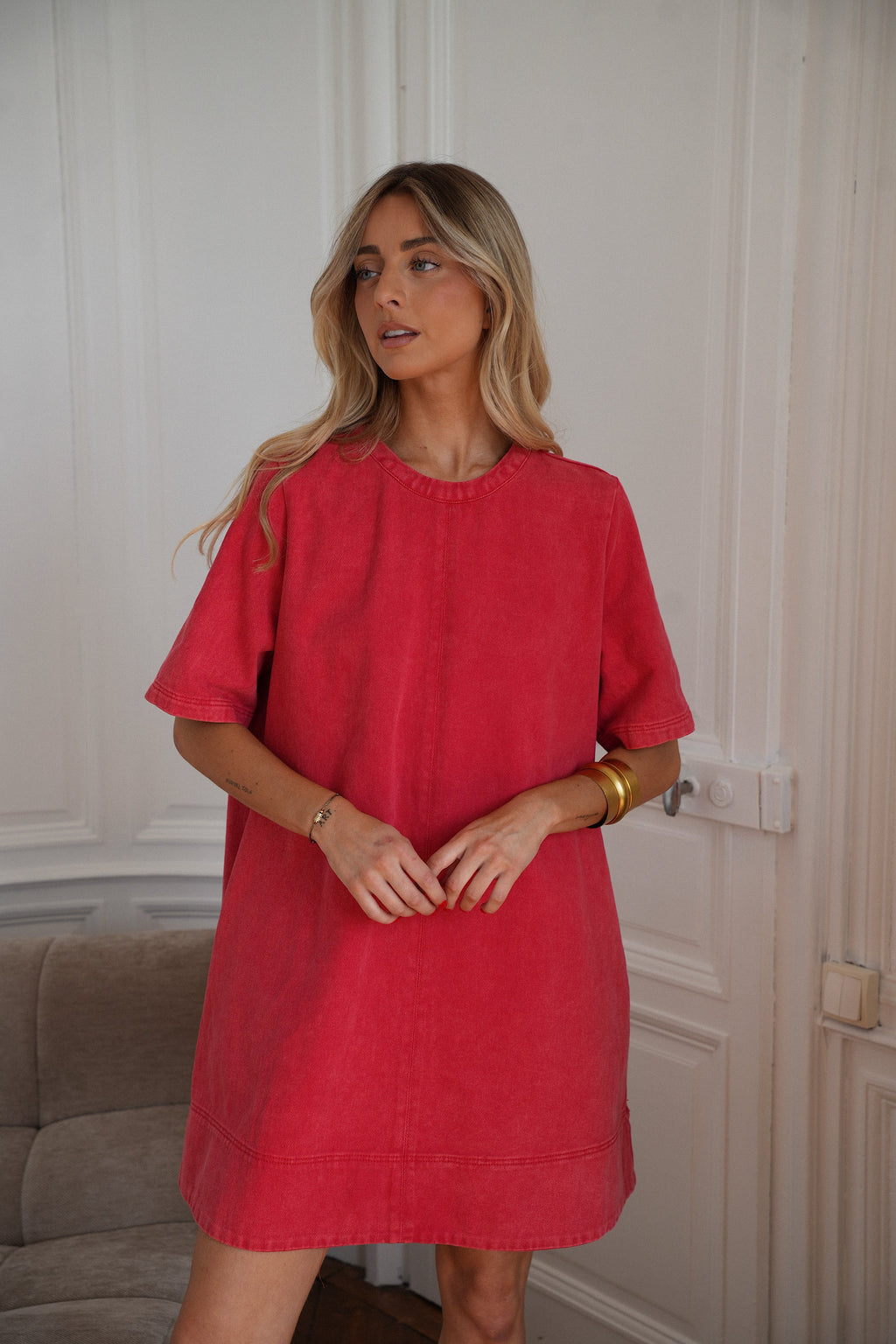 Robe En Jean Zaho - Rouge