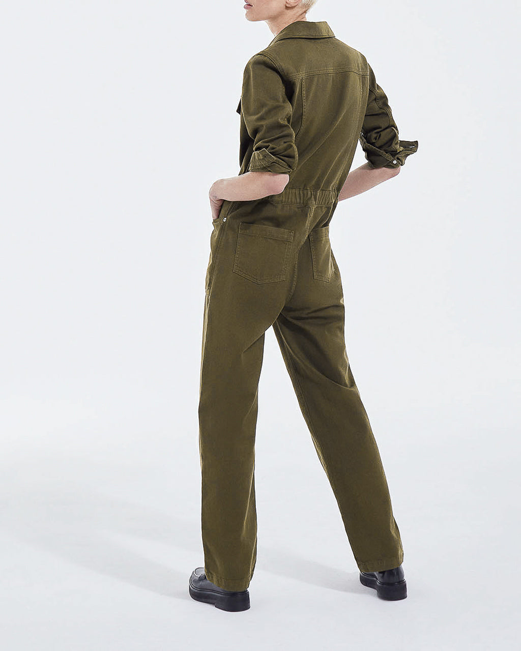 The Kooples - Khaki Casual Denim Jumpsuit With Pockets - Women