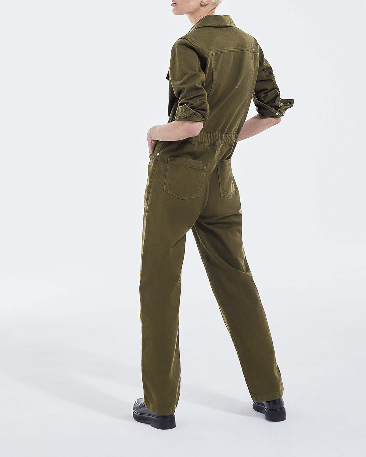 The Kooples - Khaki Casual Denim Jumpsuit With Pockets - Women
