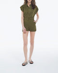 The Kooples - Mono corto de tencel caqui con botones - Mujer