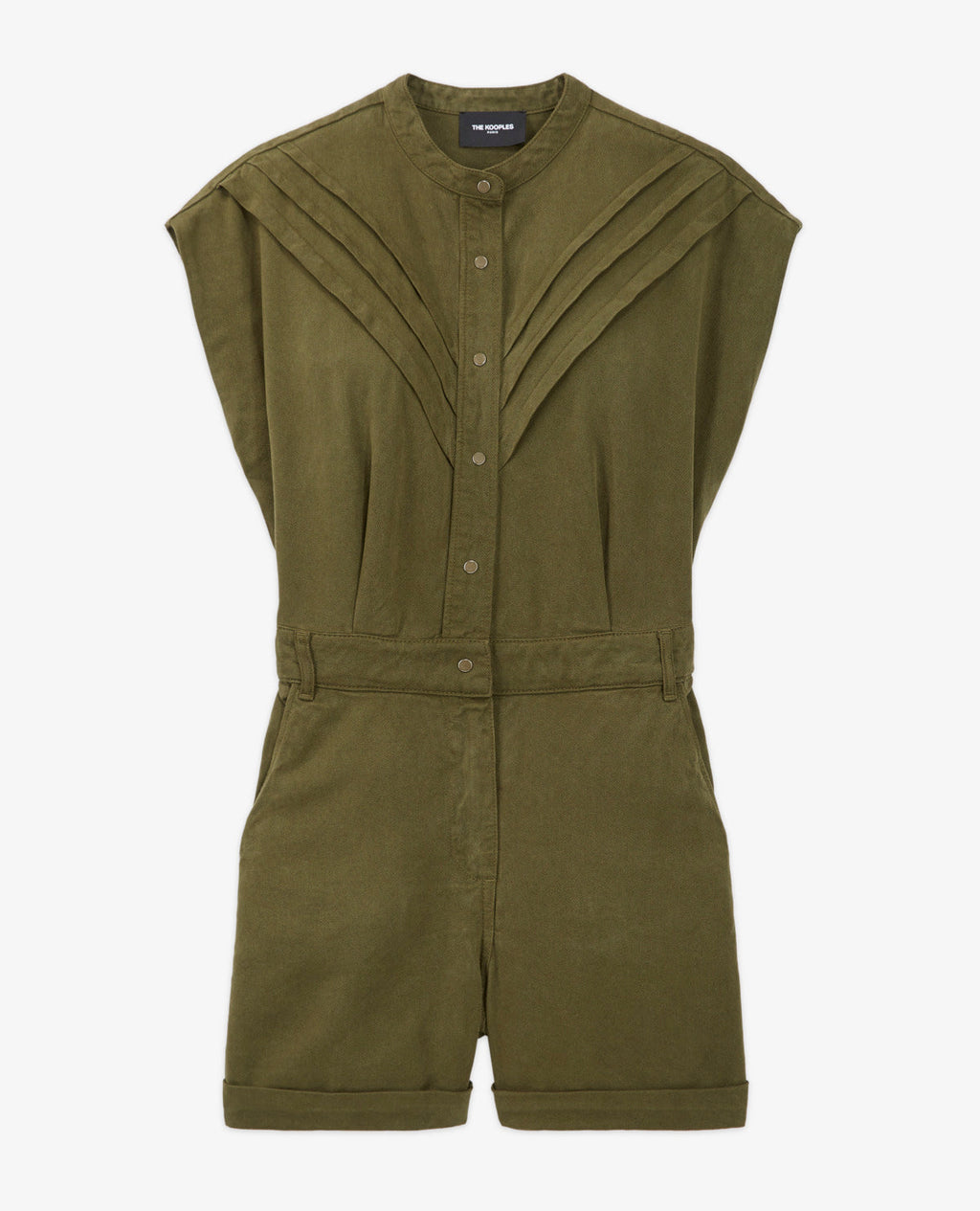 The Kooples - Mono corto de tencel caqui con botones - Mujer