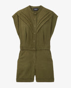 The Kooples - Mono corto de tencel caqui con botones - Mujer