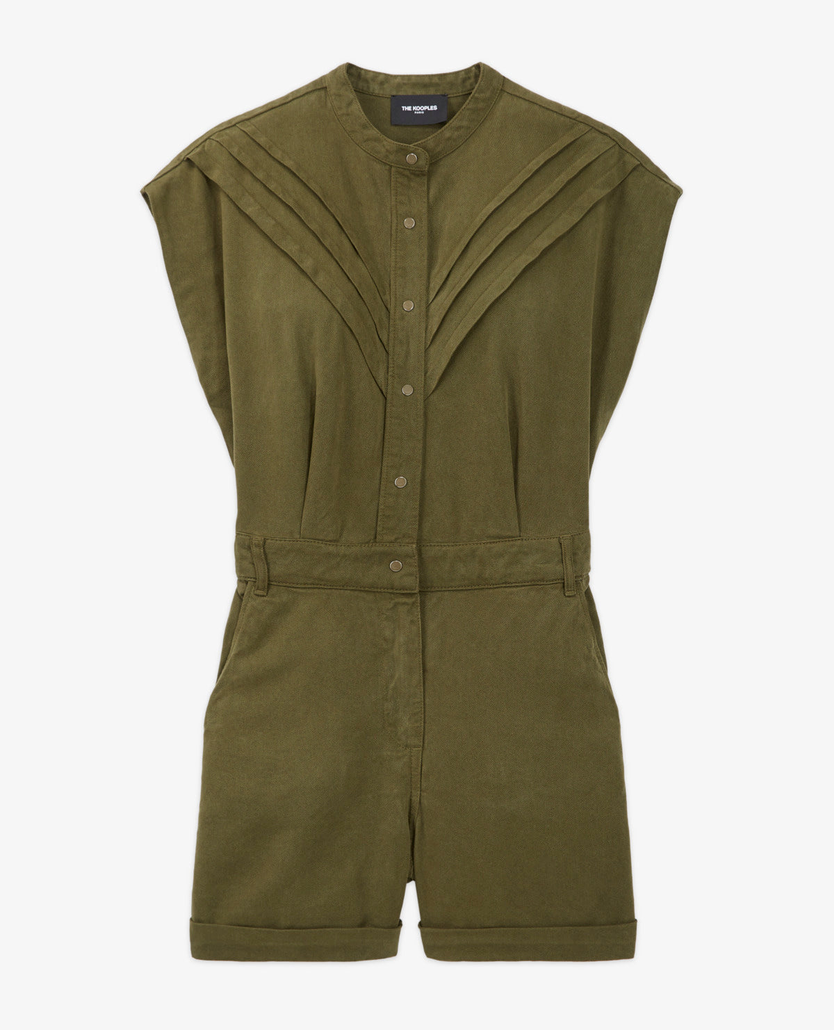 The Kooples - Mono corto de tencel caqui con botones - Mujer