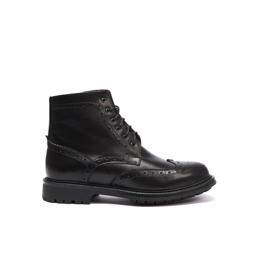 Frank Daniel - Botas Con Cordones Y Alerones - Negro - Mujer