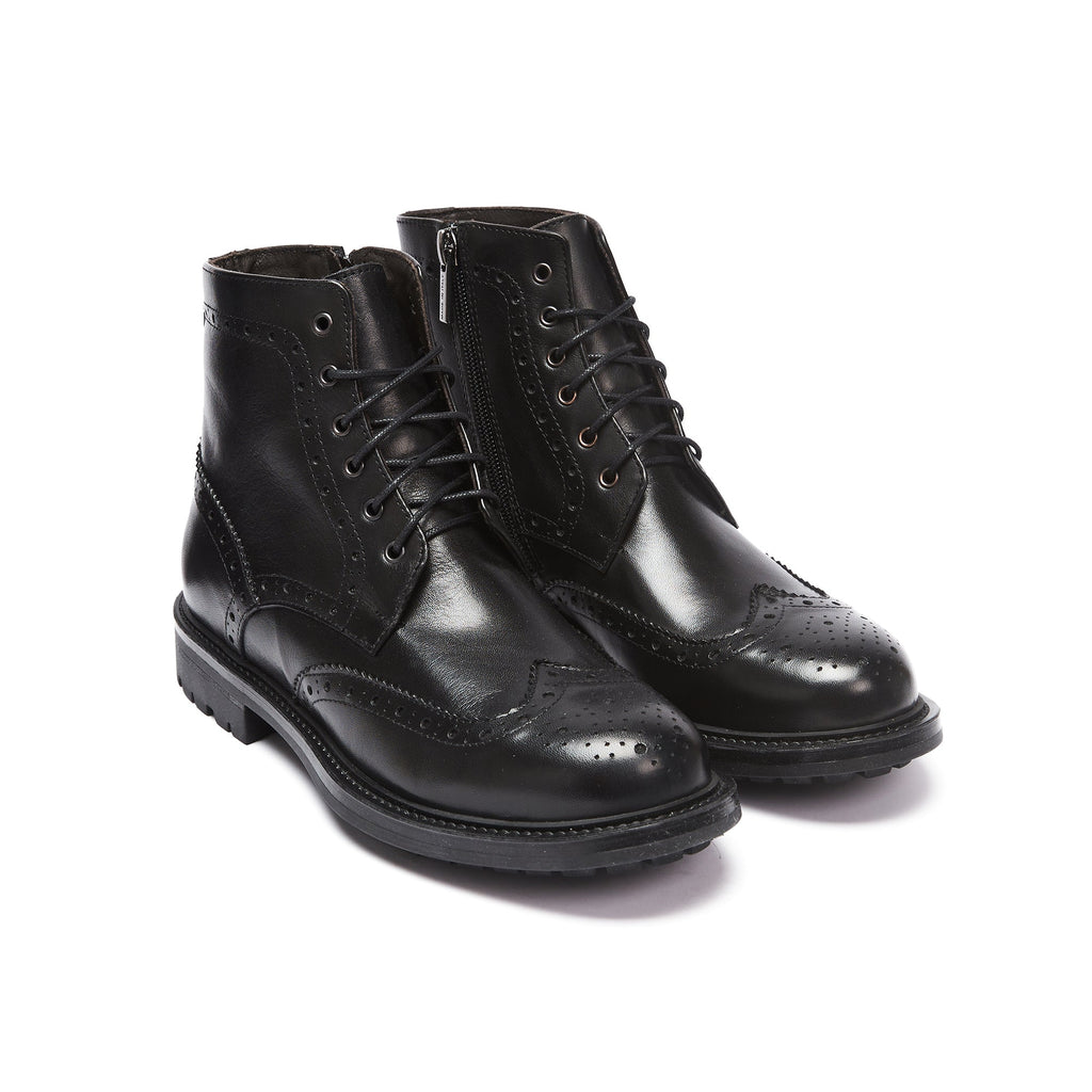 Frank Daniel - Botas Con Cordones Y Alerones - Negro - Mujer