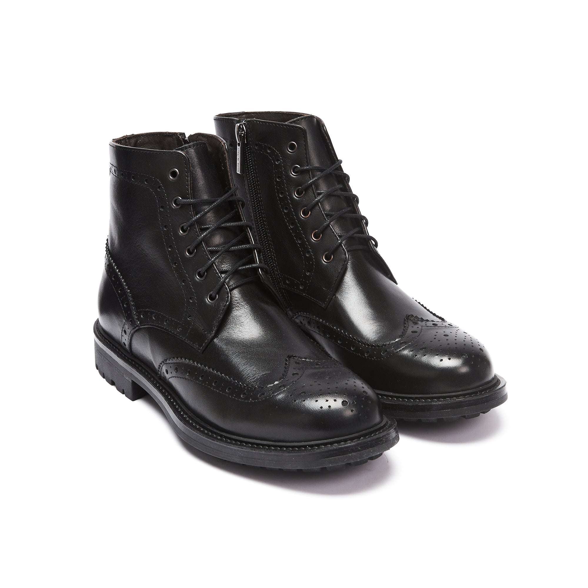Frank Daniel - Botas Con Cordones Y Alerones - Negro - Mujer