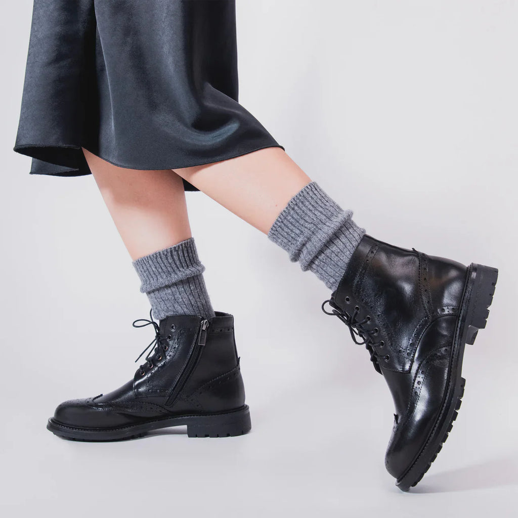 Frank Daniel - Botas Con Cordones Y Alerones - Negro - Mujer