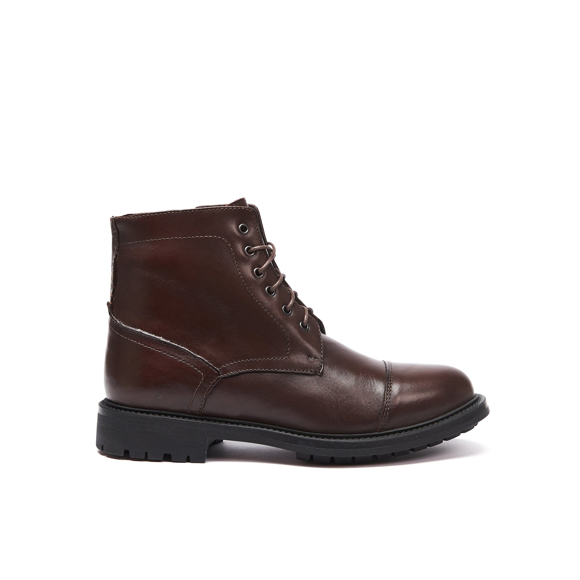 Frank Daniel - Lace-Up Boot With Reinforced Toe - Dark Brown - Women
