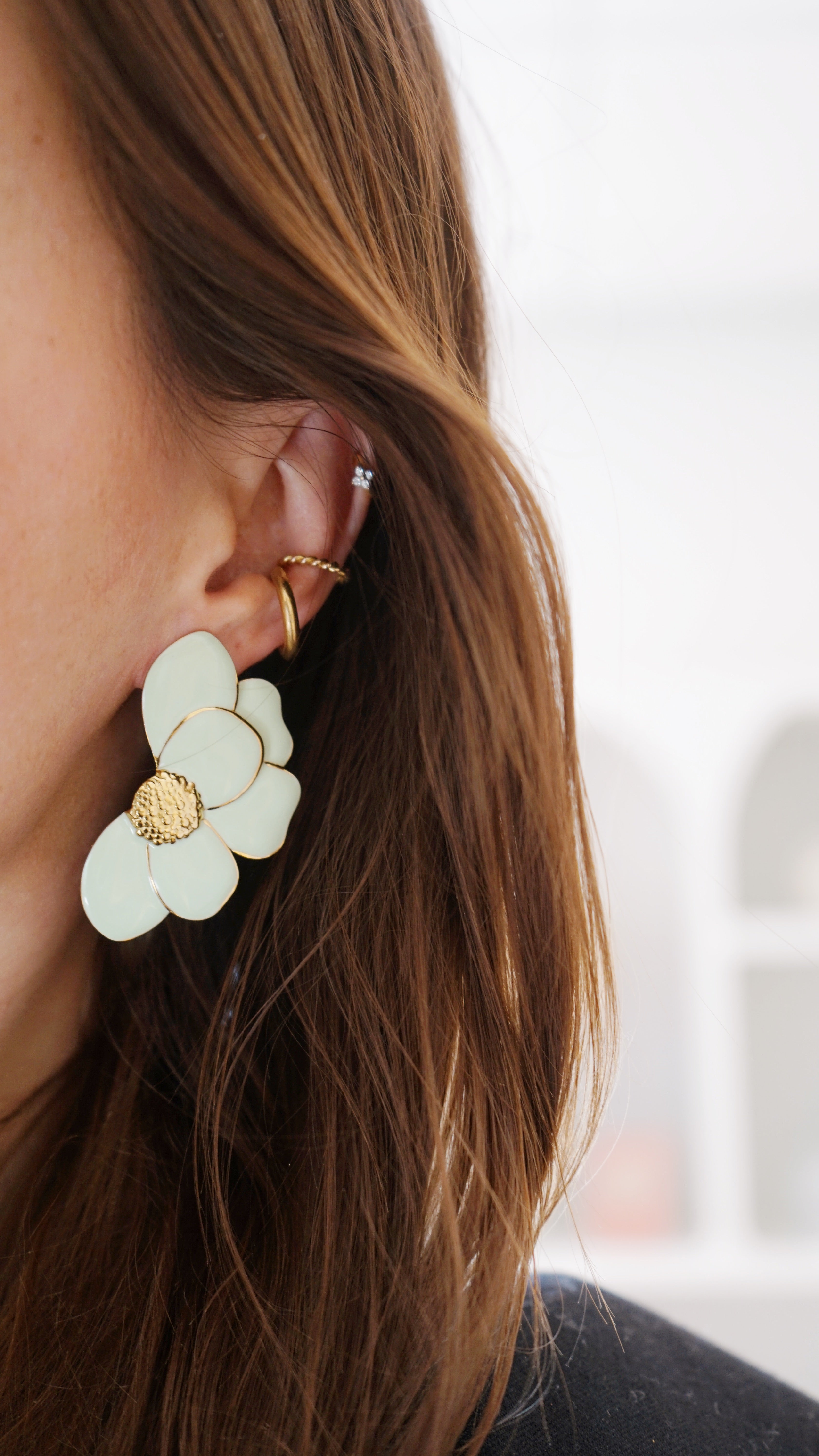 Water Green Iris Earrings