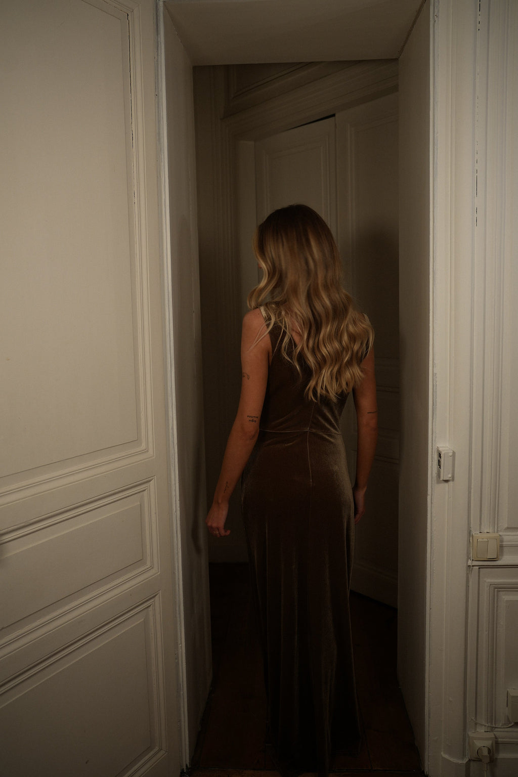 Robe En Velours Ema - Taupe