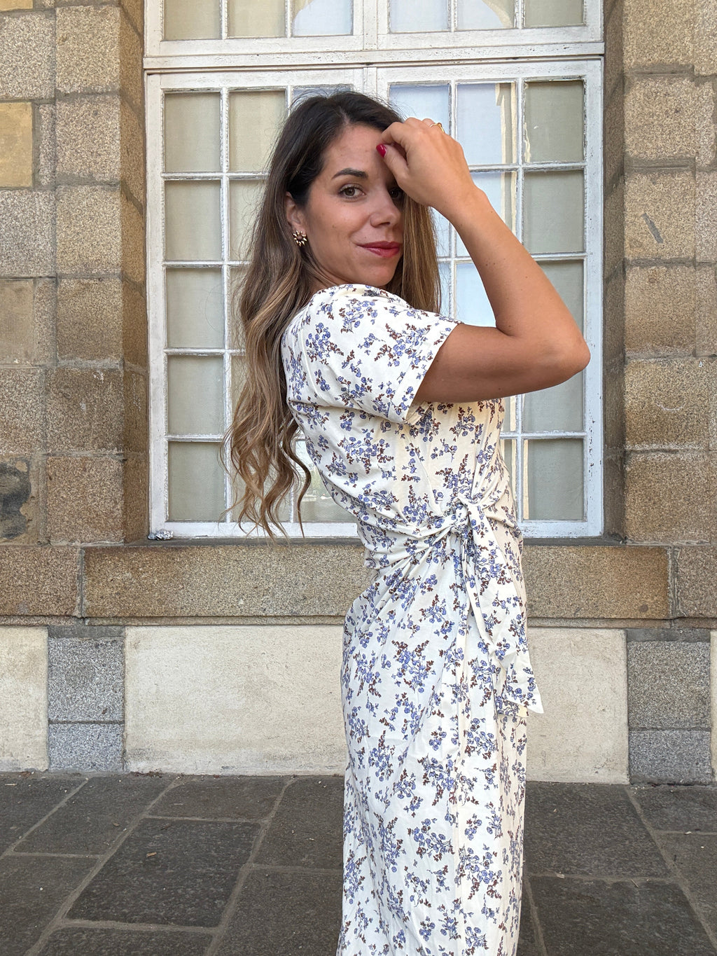 Vestido Largo Lazo Lucia Azul