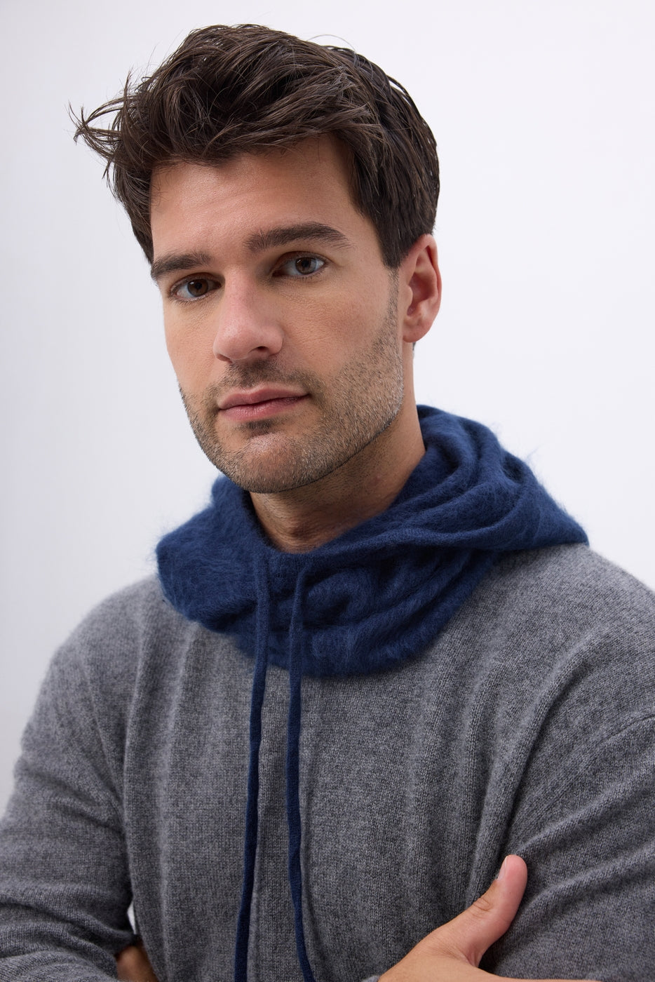 Balaclava – Brushed Cashmere Feather - Navy Blue - Unisex