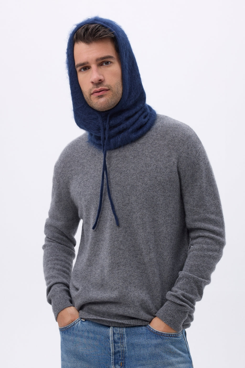 Balaclava – Brushed Cashmere Feather - Navy Blue - Unisex