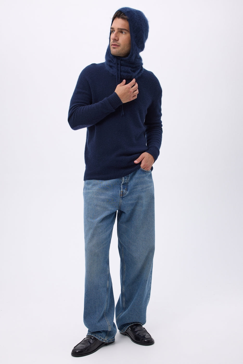 Balaclava – Brushed Cashmere Feather - Navy Blue - Unisex
