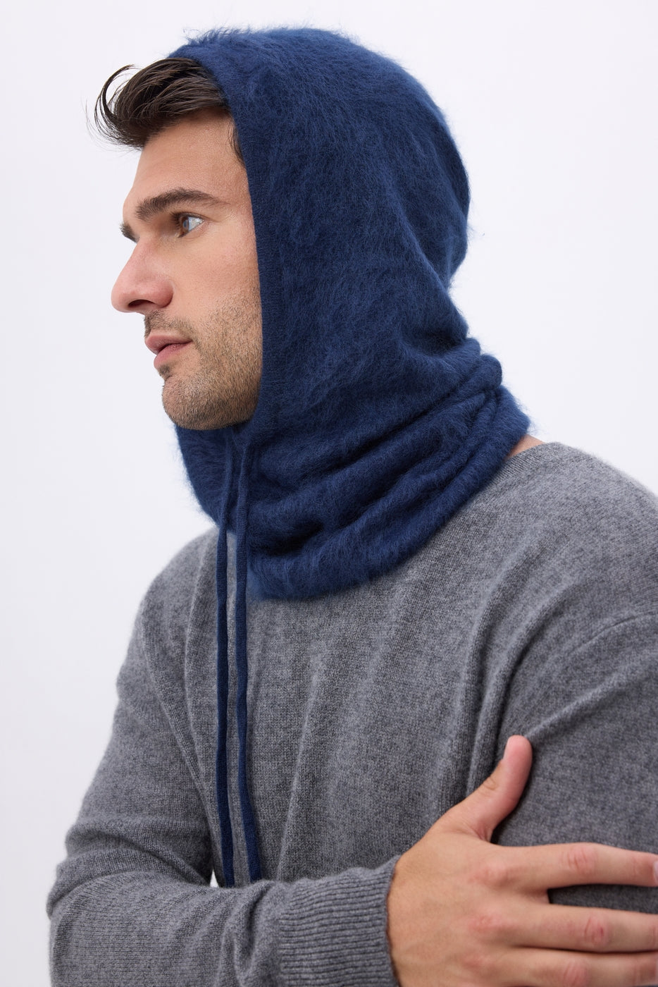 Balaclava – Brushed Cashmere Feather - Navy Blue - Unisex
