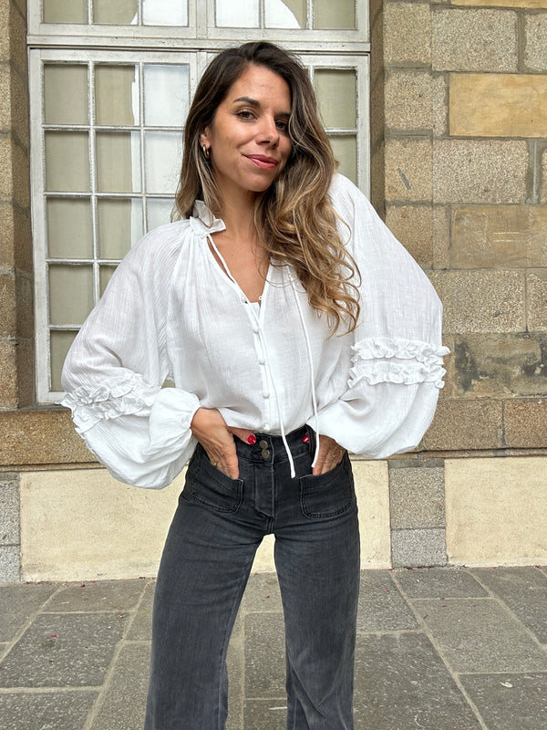 Blouse Esmée à volants écru