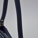 Fendi Baguette Navy Blue Canvas Vintage Enamel FF Clasp