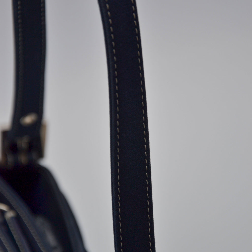 Fendi Baguette Navy Blue Canvas Vintage Enamel FF Clasp