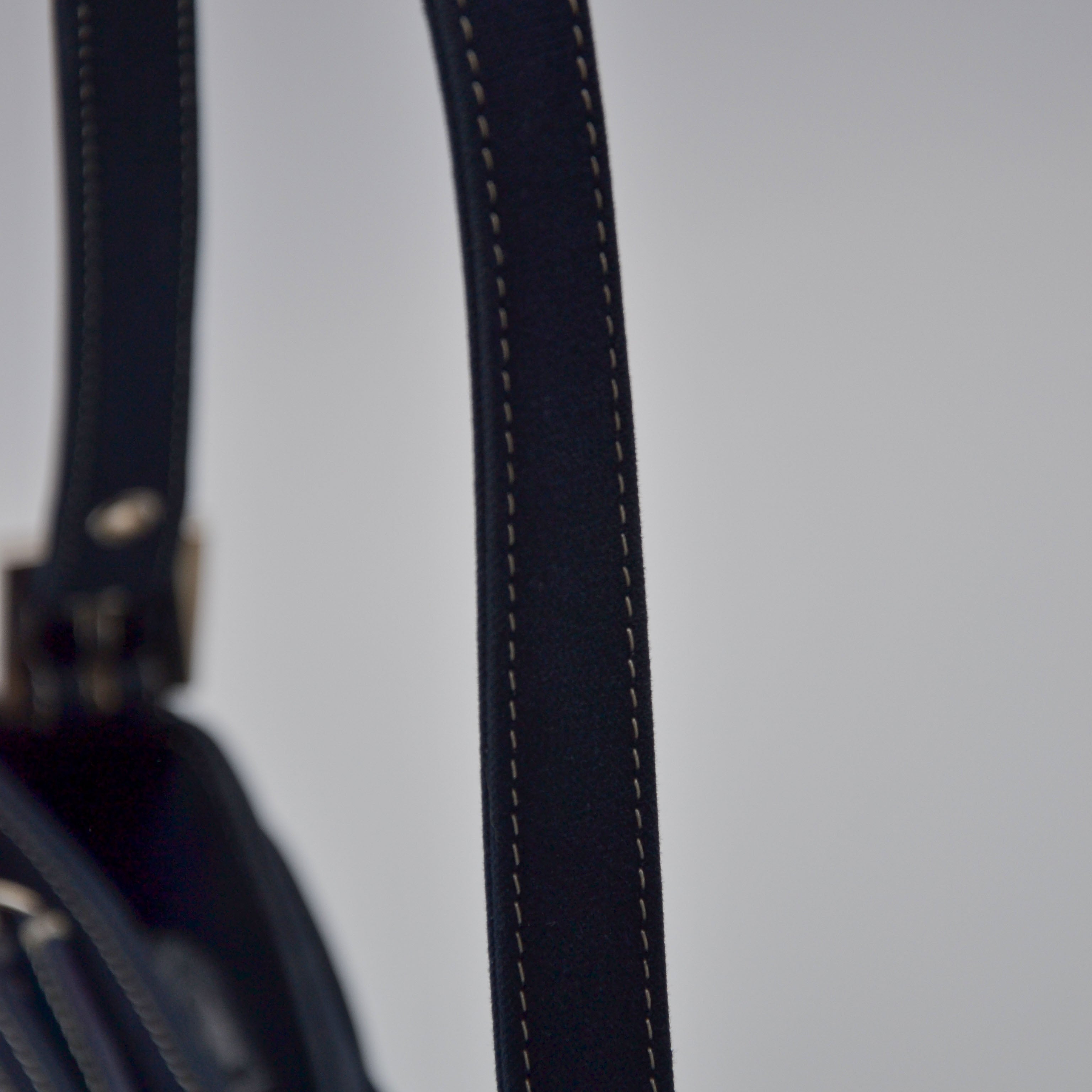 Fendi Baguette Navy Blue Canvas Vintage Enamel FF Clasp