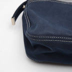 Fendi Baguette Navy Blue Canvas Vintage Enamel FF Clasp