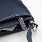 Fendi Baguette Navy Blue Canvas Vintage Enamel FF Clasp