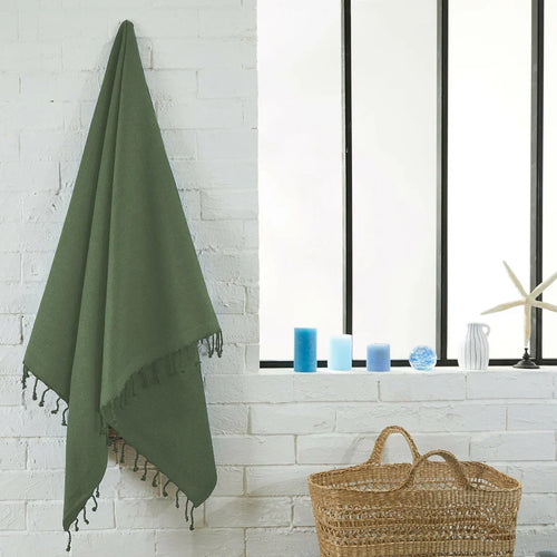 Terry Lined Fouta - Olive Green