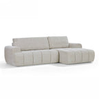 Feya - Canapé D'Angle Droit Compressé 4 Places - Tissu Chenille - Crème