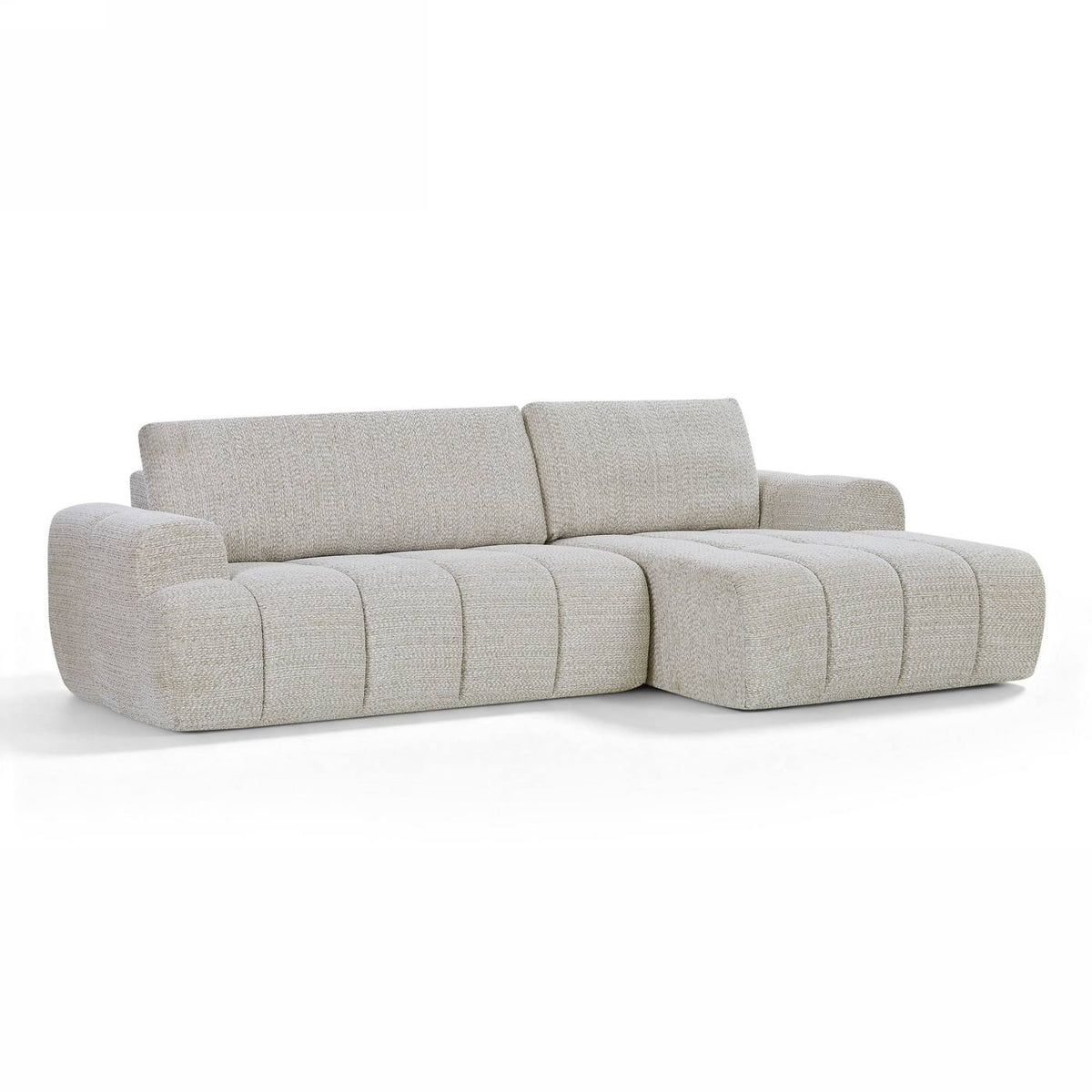 Feya - Canapé D'Angle Droit Compressé 4 Places - Tissu Chenille - Crème