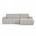 Feya - Canapé D'Angle Droit Compressé 4 Places - Tissu Chenille - Crème