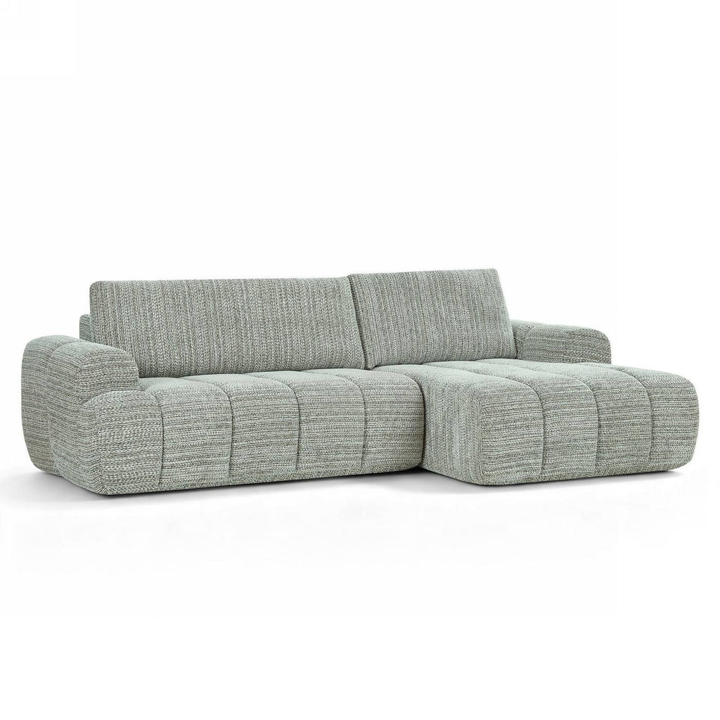 Feya - Canapé D'Angle Droit Compressé 4 Places - Tissu Chenille - Vert