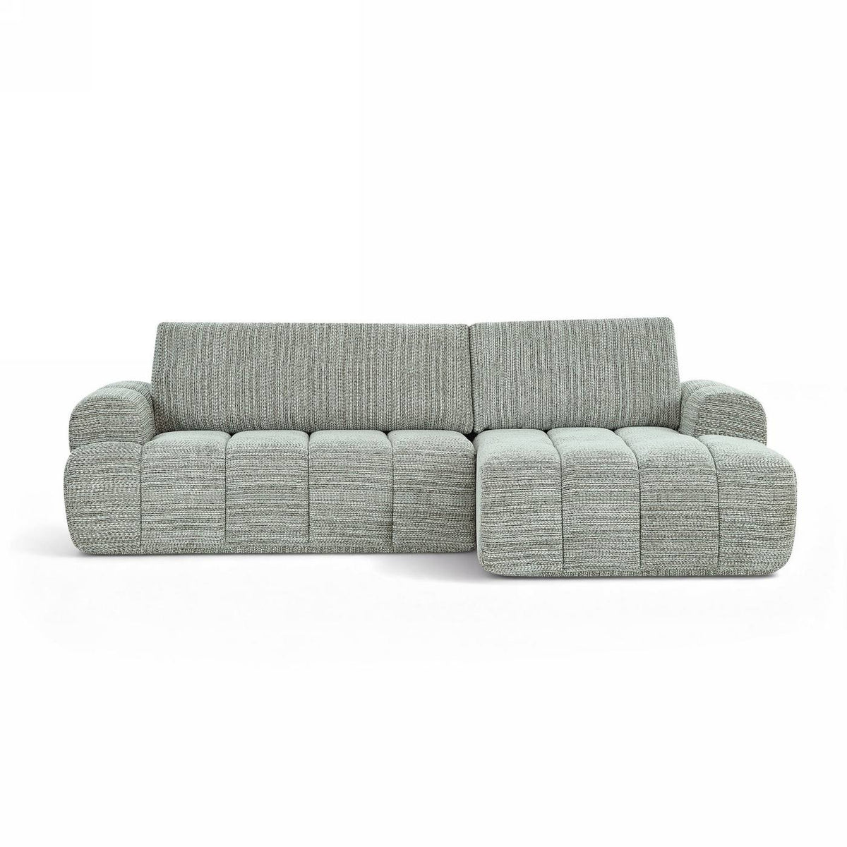 Feya - Canapé D'Angle Droit Compressé 4 Places - Tissu Chenille - Vert