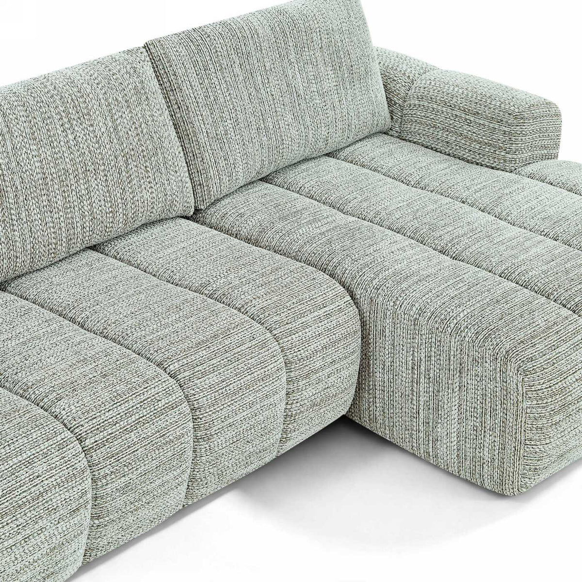 Feya - Canapé D'Angle Droit Compressé 4 Places - Tissu Chenille - Vert