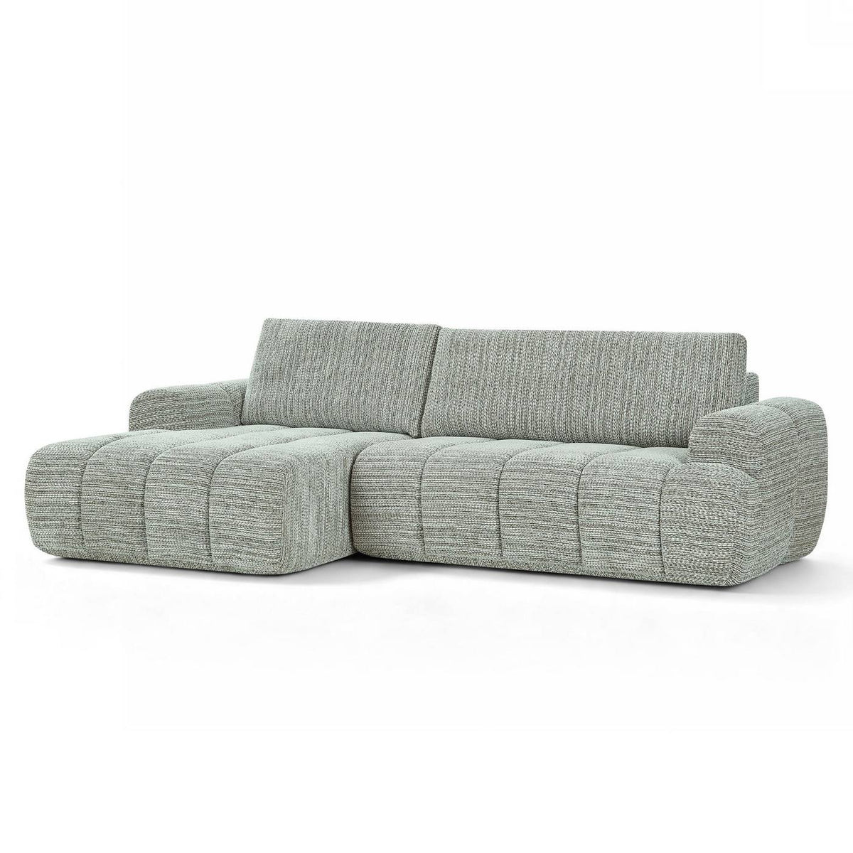 Feya - 4-Sitzer-Ecksofa links komprimiert - Chenille-Stoff - Grün