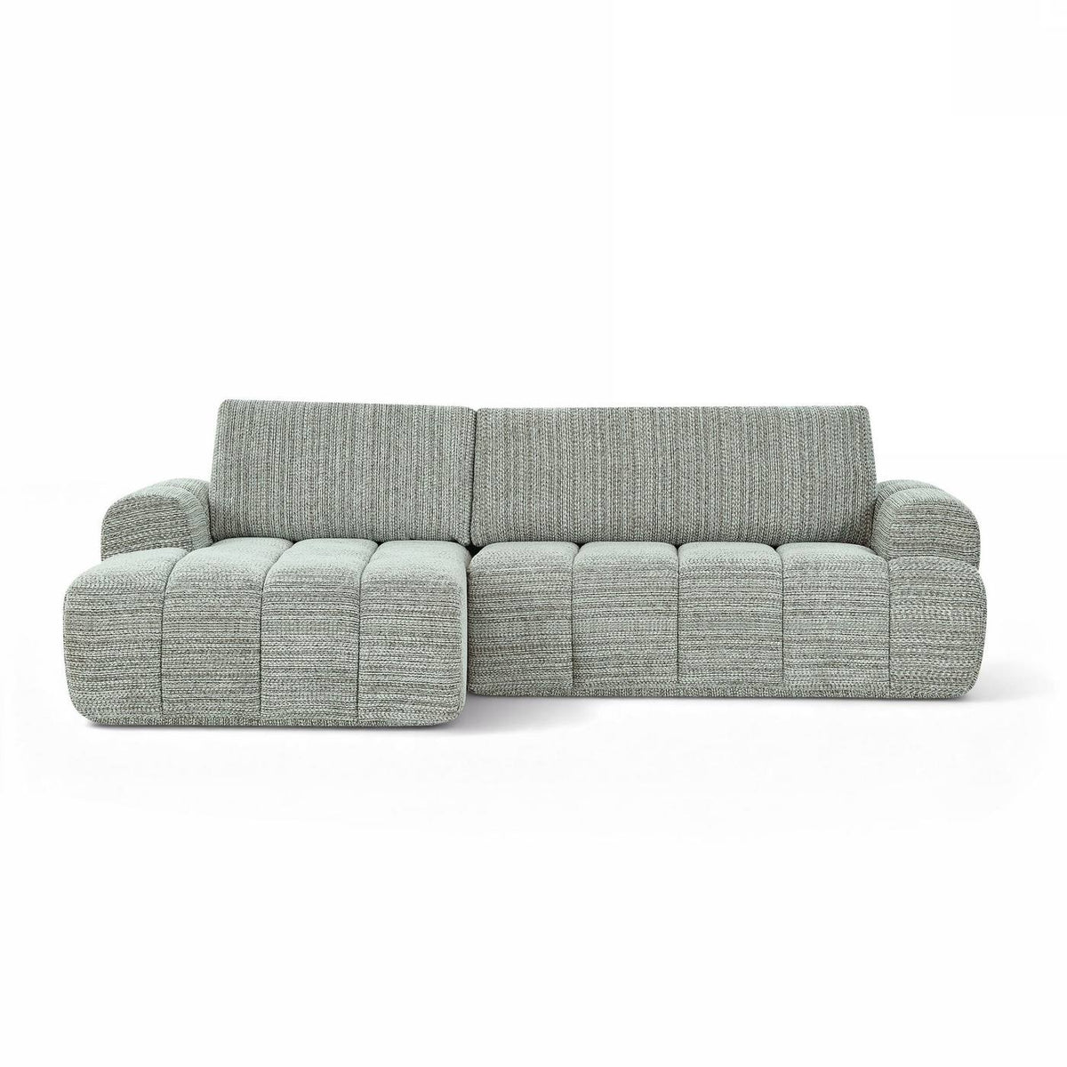 Feya - 4-Sitzer-Ecksofa links komprimiert - Chenille-Stoff - Grün