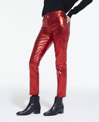 The Kooples - Jean Slim Enduit Rouge - Femme