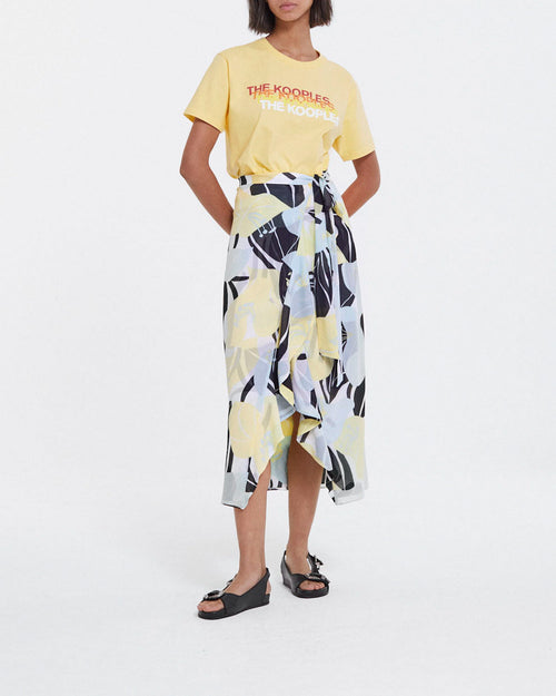 Long Green Dress Skirt With Floral Pattern - Women