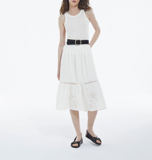 White Lace Long Openwork Skirt - Women