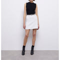 Falda trapecio de talle alto - Blanco - Mujer