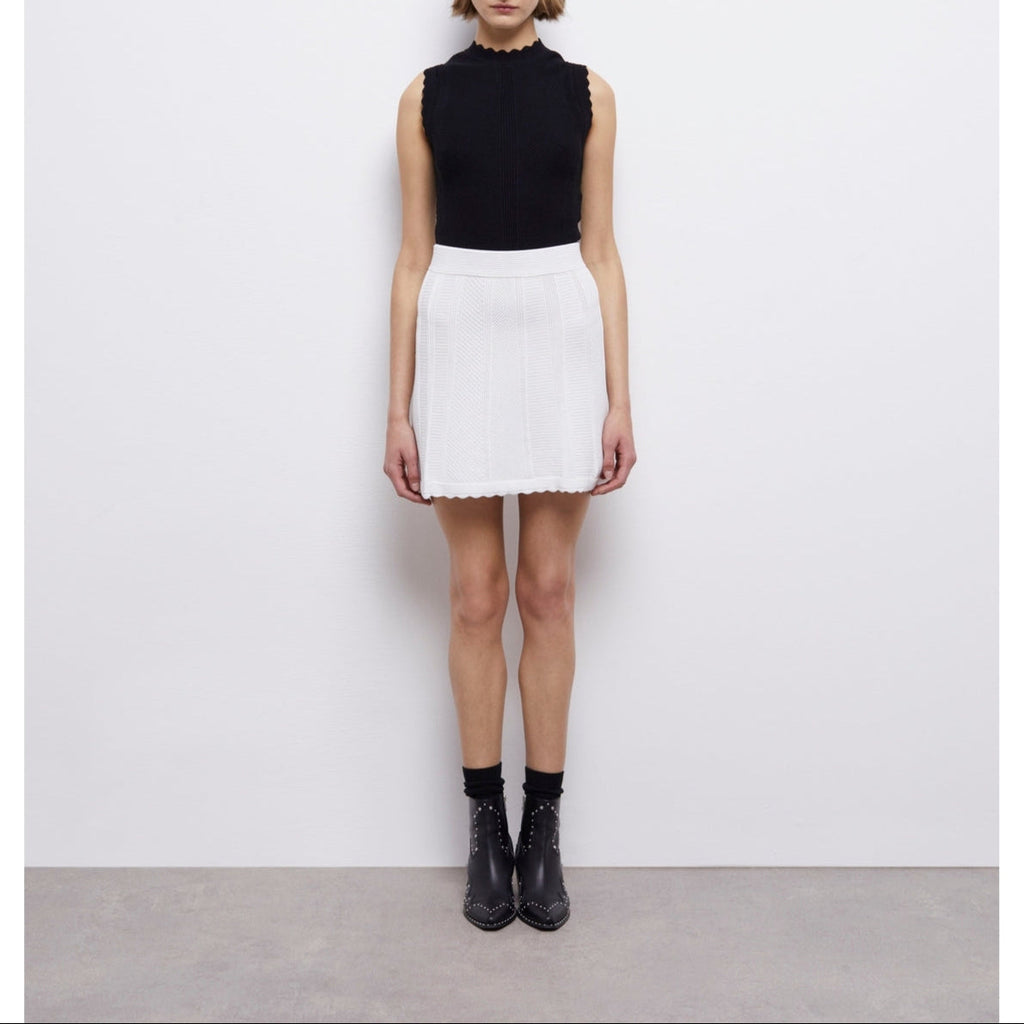 Falda trapecio de talle alto - Blanco - Mujer