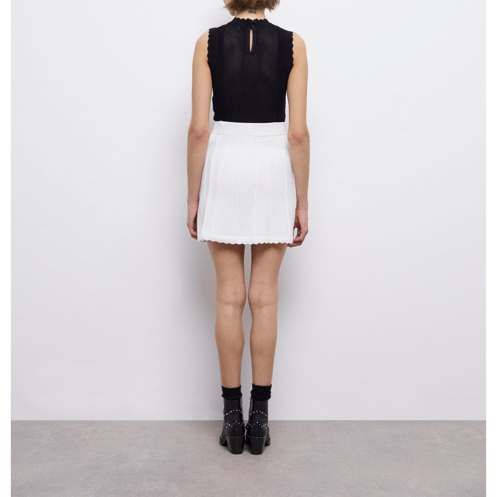 Falda trapecio de talle alto - Blanco - Mujer