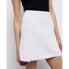 Falda trapecio de talle alto - Blanco - Mujer